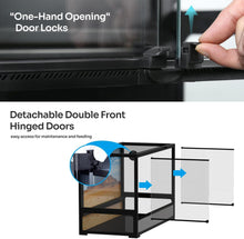 Load image into Gallery viewer, REPTI ZOO Easy Folding Reptile Terrarium 64 Gallon, Full Tempered Glass Reptile Tank 36" x 18"x 24", One-Hand Operation & 2-Minutes Assemble NRK0113 - REPTI ZOO