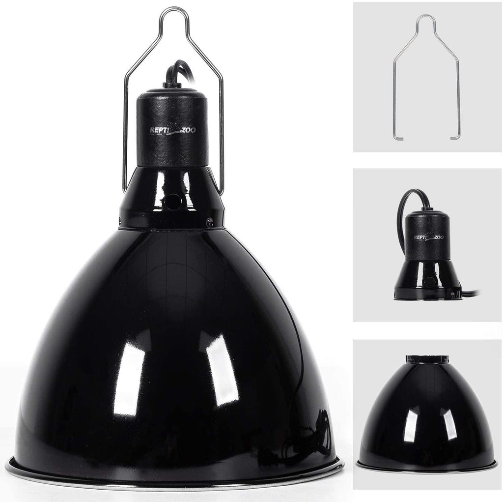 REPTI ZOO 8.5 inch Reptile Light Fixture 200W 2 in 1 E26 Base,Aquarium Dome Reptile UVB Light Socket Fixture (Without Bulbs) - REPTI ZOO