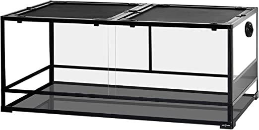 REPTI ZOO 90 Gallon 48" x 24" x 18" Reptile Habitat, Double Hinge Door with Screen Ventilation Reptile Terrarium (Knock-Down) RK0226 - REPTI ZOO
