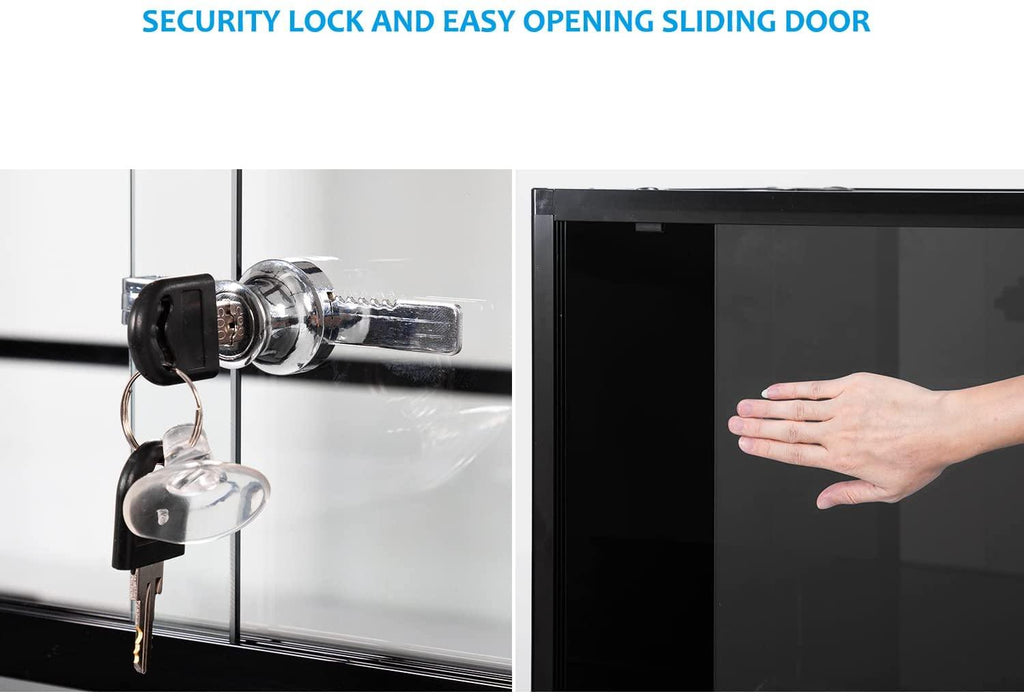 Full Tempered Glass 64 Gallon Reptile Terrarium 48" X 18" X 18", Black-Tinted ECO-Terrarium to Reduce Stress RKF0315B - REPTI ZOO