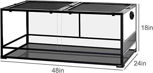 REPTI ZOO 90 Gallon 48" x 24" x 18" Reptile Habitat, Double Hinge Door with Screen Ventilation Reptile Terrarium (Knock-Down) RK0226 - REPTI ZOO