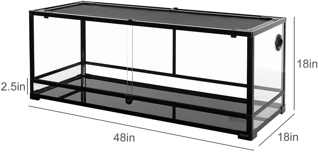 REPTI ZOO 48" x 18" x 18" Reptile Large Terrarium 67 Gallon Newly Upgraded All Glass, Double Hinge Door Reptile Terrarium(Knock-Down) RK0222A - REPTI ZOO