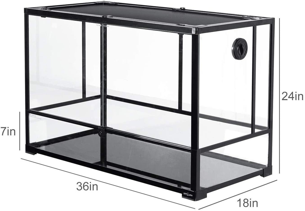 REPTI ZOO 67 Gallon 36" x 18" x 24" Reptile Large Glass Terrarium 2 in 1 Side Meshes and Side Glasses Reptile Terrarium(Knock-Down) RK0120P - REPTI ZOO