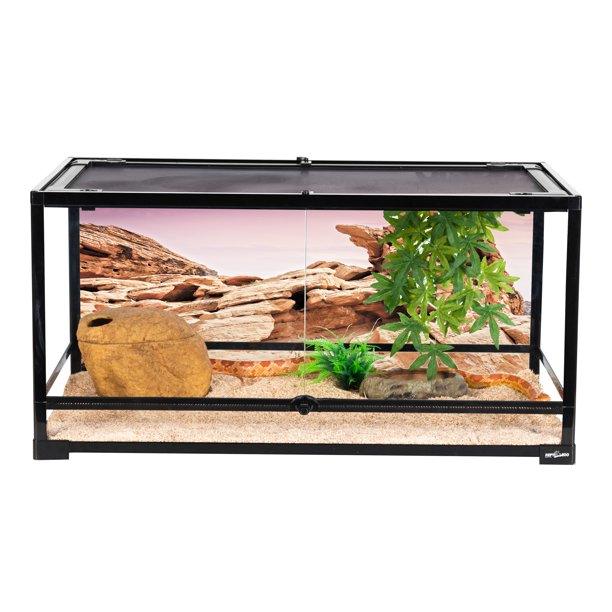 REPTI ZOO Glass Reptile Terrarium 50 Gallon, Front Opening Reptile Habitat Tank 36" x 18"x 18" for Reptile , Double Doors with Background RK361818A - REPTI ZOO