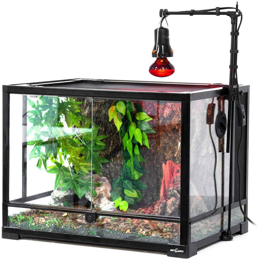 REPTI ZOO 8.5 inch Reptile Light Fixture 200W 2 in 1 E26 Base,Aquarium Dome Reptile UVB Light Socket Fixture (Without Bulbs) - REPTI ZOO