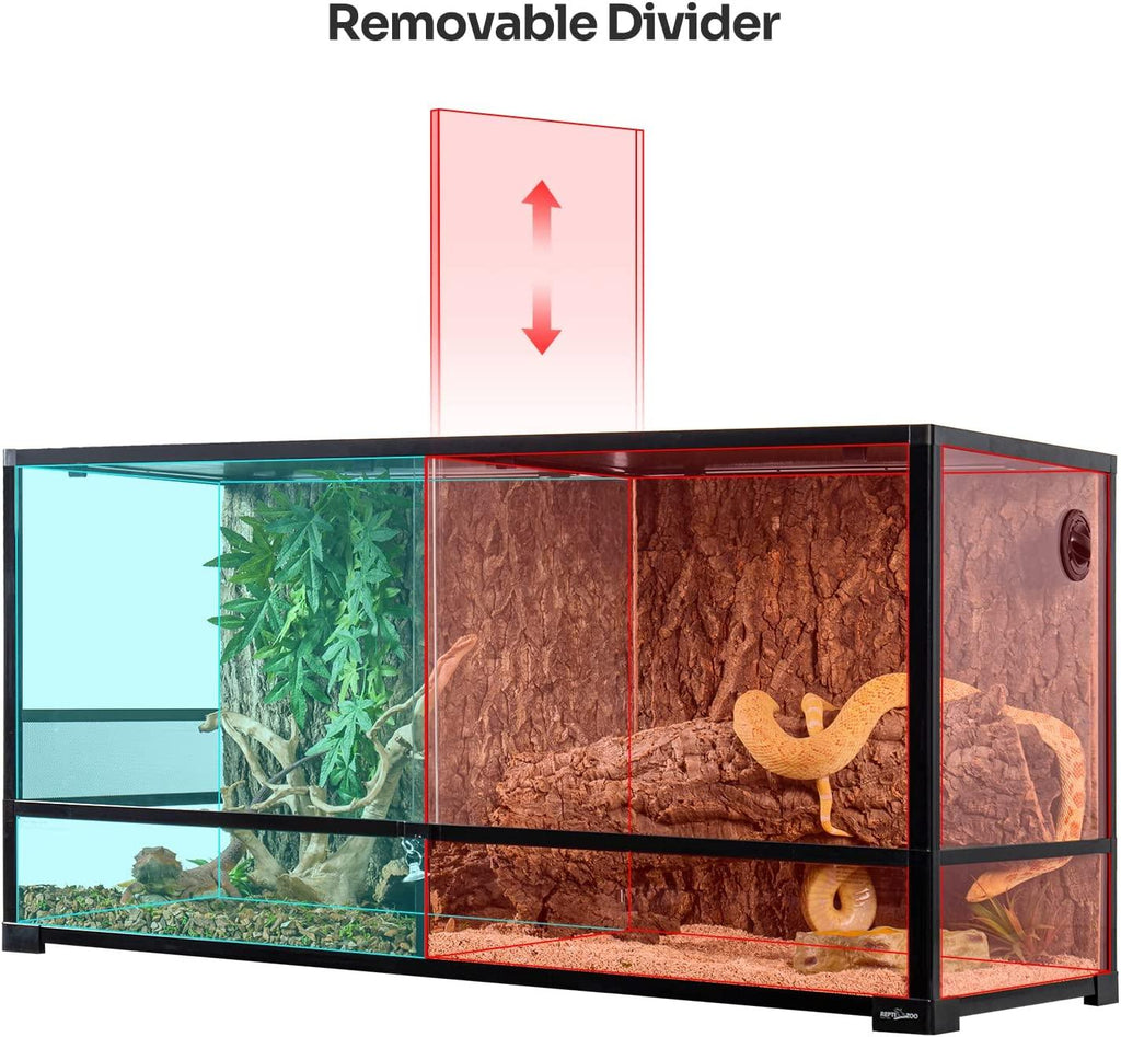 REPTI ZOO 90 Gallon 48*18*24 Glass Reptile Terrarium With Flexible Side Vent RK0223A - REPTI ZOO