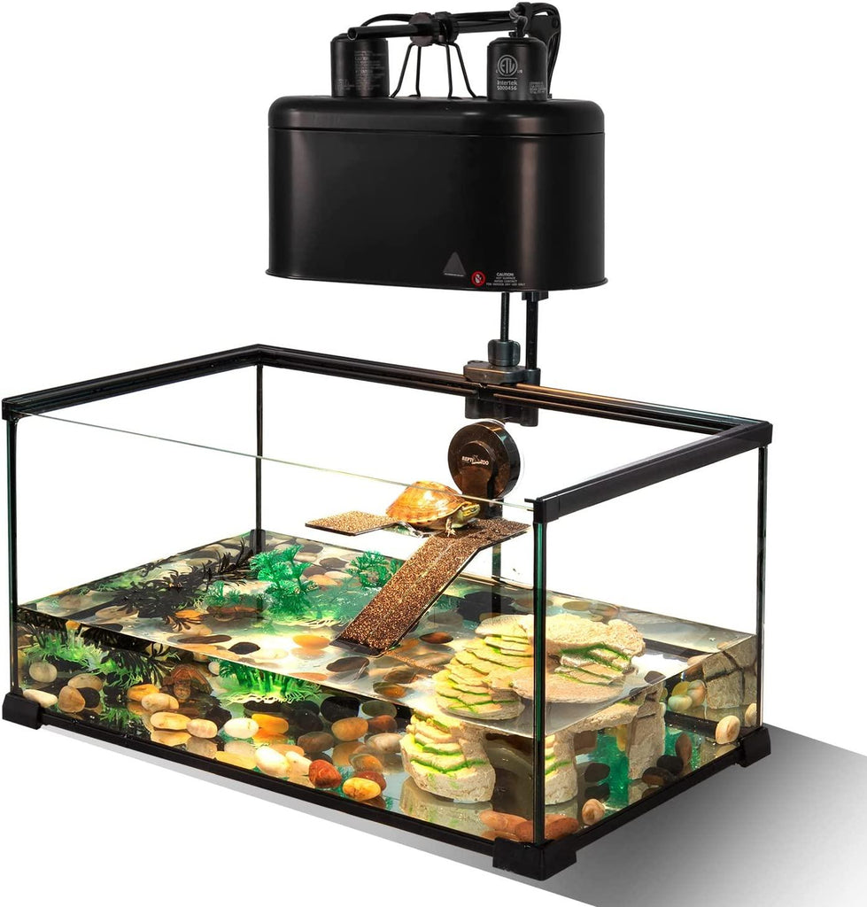 REPTIZOO Dual Reptile Lamp Fixture with 100W UVA Basking Spot Heat Lamp and 26W UVB 5.0 Energy Saving Bulb - REPTI ZOO