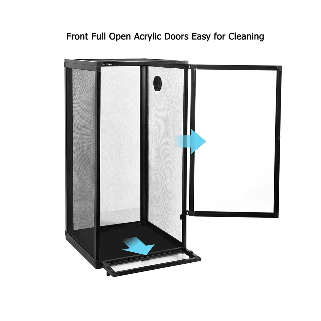 Foldable 48 Gallon Air Screen Cage, Vertical Reptile Terrarium 18" x 18"x 36" Reptile Tank for Chameleon Iguana PAC454590A - REPTI ZOO