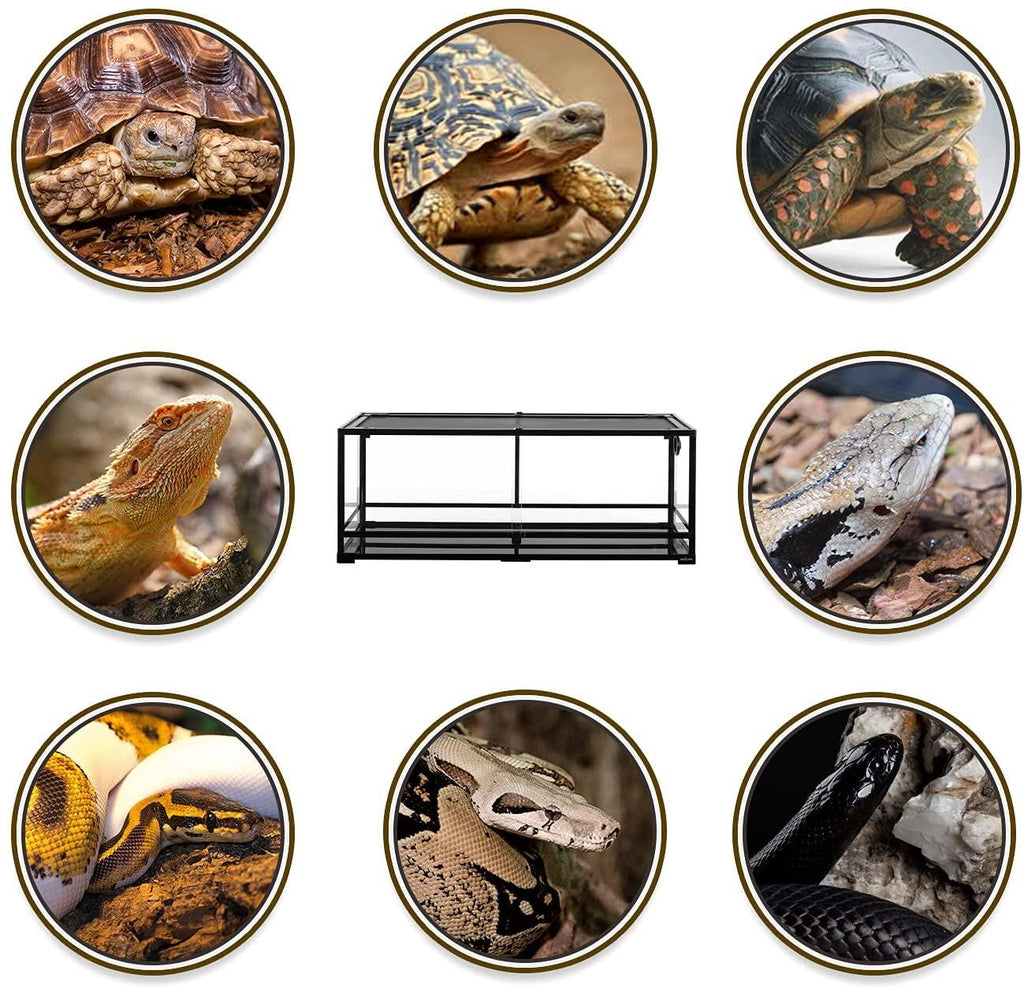 REPTI ZOO 48" x 18" x 18" Reptile Large Terrarium 67 Gallon Newly Upgraded All Glass, Double Hinge Door Reptile Terrarium(Knock-Down) RK0222A - REPTI ZOO