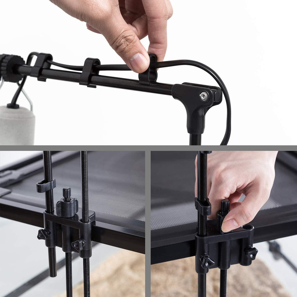 REPTI ZOO Reptile Dual Lamp Stand Lamp Hanger Holder Adjustable Metal Lamp Support for ReptileTerrarium Heating Reptile Light Fixtures - REPTI ZOO
