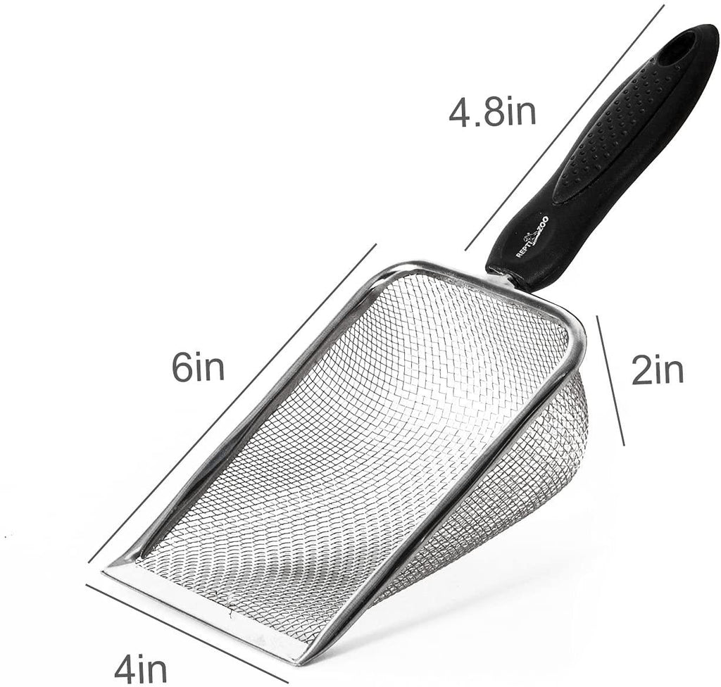 REPTI ZOO 2PCS Reptile Sand Fine Mesh Reptile Scooper Bearded Dragon Sand Shovel Terrarium Substrate Durable Litter Cleaner Corner Scoop Combo Set - REPTI ZOO