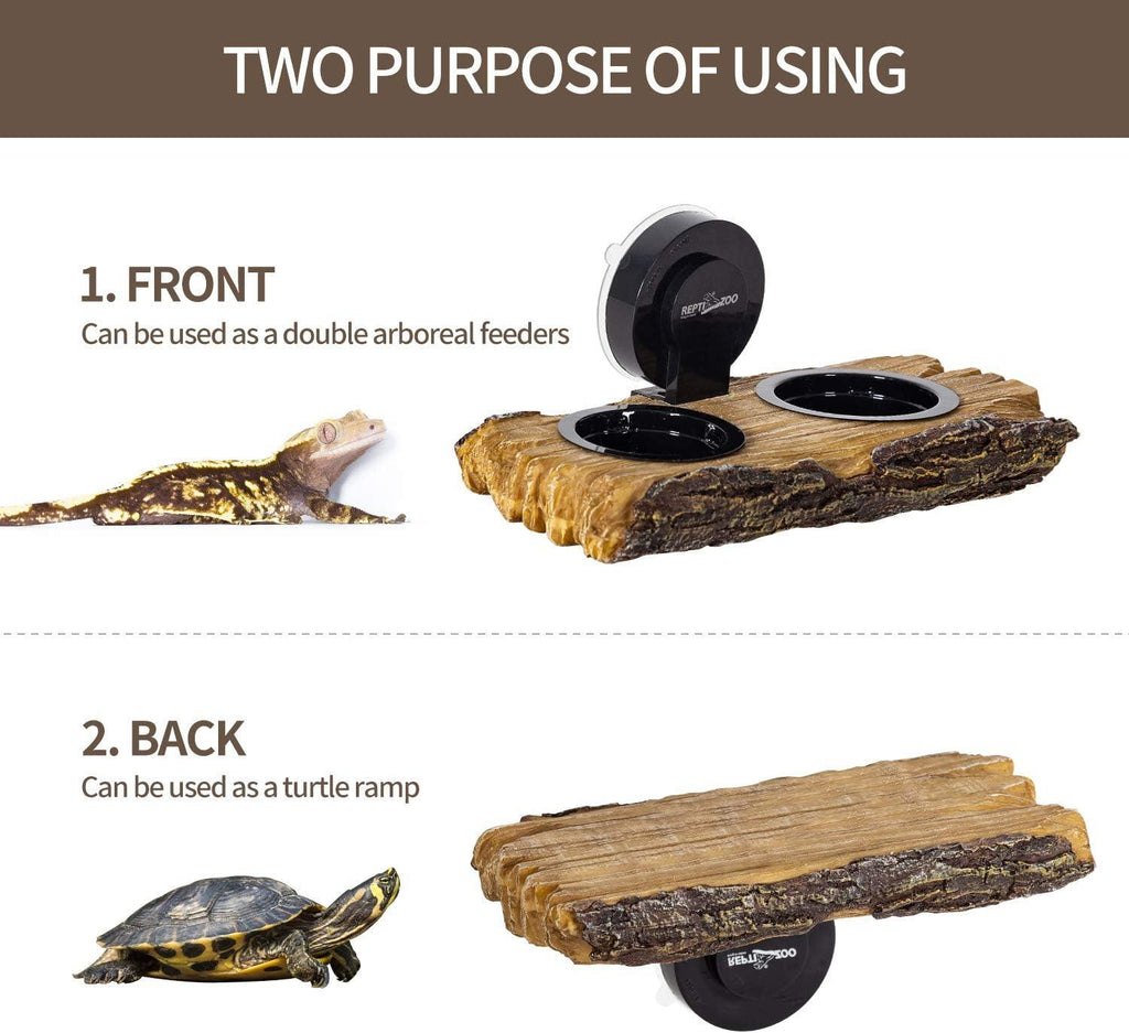 REPTI ZOO Turtle Basking Platform or Reptile Feeding Ledge with Suction Cup - REPTI ZOO