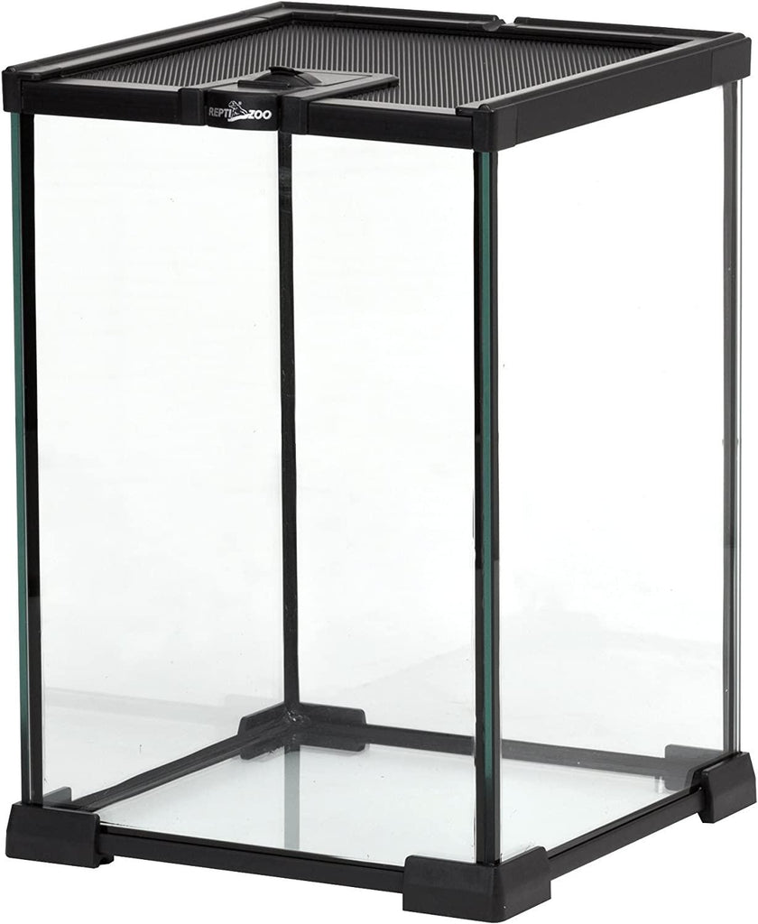 REPTIZOO Mini Reptile Glass Terrarium Tank 8" x 8" x 12" Full View Visually Appealing Top Feeding & Venlitation Small Reptile Glass Habitat - REPTI ZOO