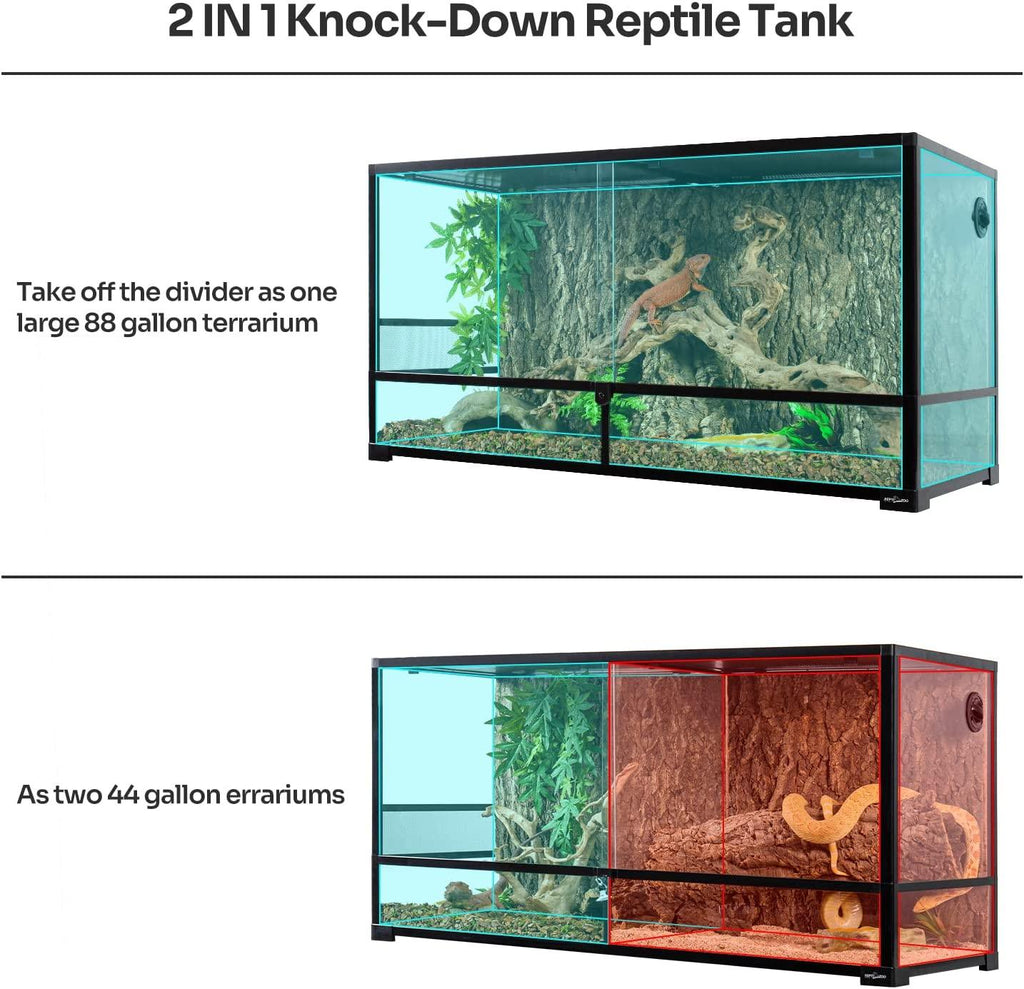 REPTI ZOO 90 Gallon 48*18*24 Glass Reptile Terrarium With Flexible Side Vent RK0223A - REPTI ZOO