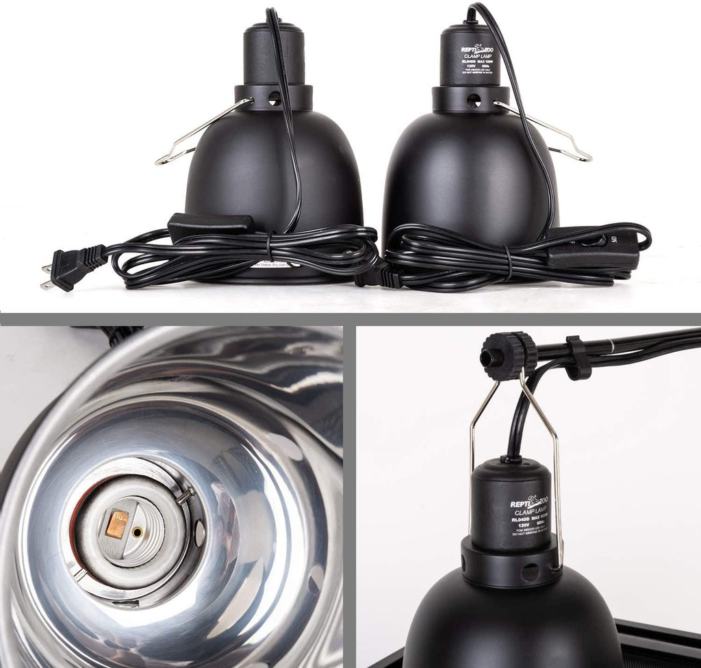 REPTI ZOO Reptile Light Fixture 2 Packs 5.5 Inch Deep Dome Lamp Cap Lamp Fixture Optical Reflection Cover for Reptile Glass Terrariums - REPTI ZOO