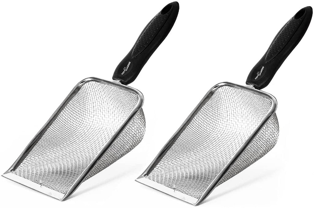 REPTI ZOO 2PCS Reptile Sand Fine Mesh Reptile Scooper Bearded Dragon Sand Shovel Terrarium Substrate Durable Litter Cleaner Corner Scoop Combo Set - REPTI ZOO