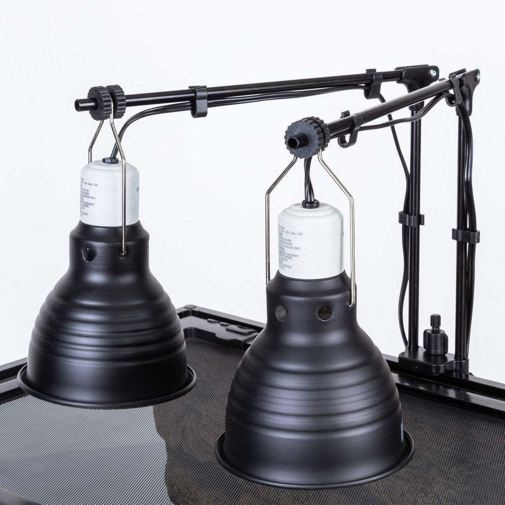 REPTI ZOO Reptile Dual Lamp Stand Lamp Hanger Holder Adjustable Metal Lamp Support for ReptileTerrarium Heating Reptile Light Fixtures - REPTI ZOO
