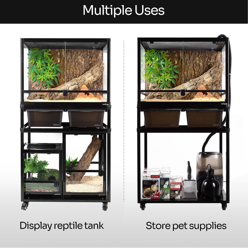 REPTIZOO Stackable Breeding Boxes Rack with Rolling Wheels Tank Stand - REPTI ZOO