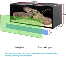 Load image into Gallery viewer, Full Tempered Glass 64 Gallon Reptile Terrarium 48" X 18" X 18", Black-Tinted ECO-Terrarium to Reduce Stress RKF0315B - REPTI ZOO