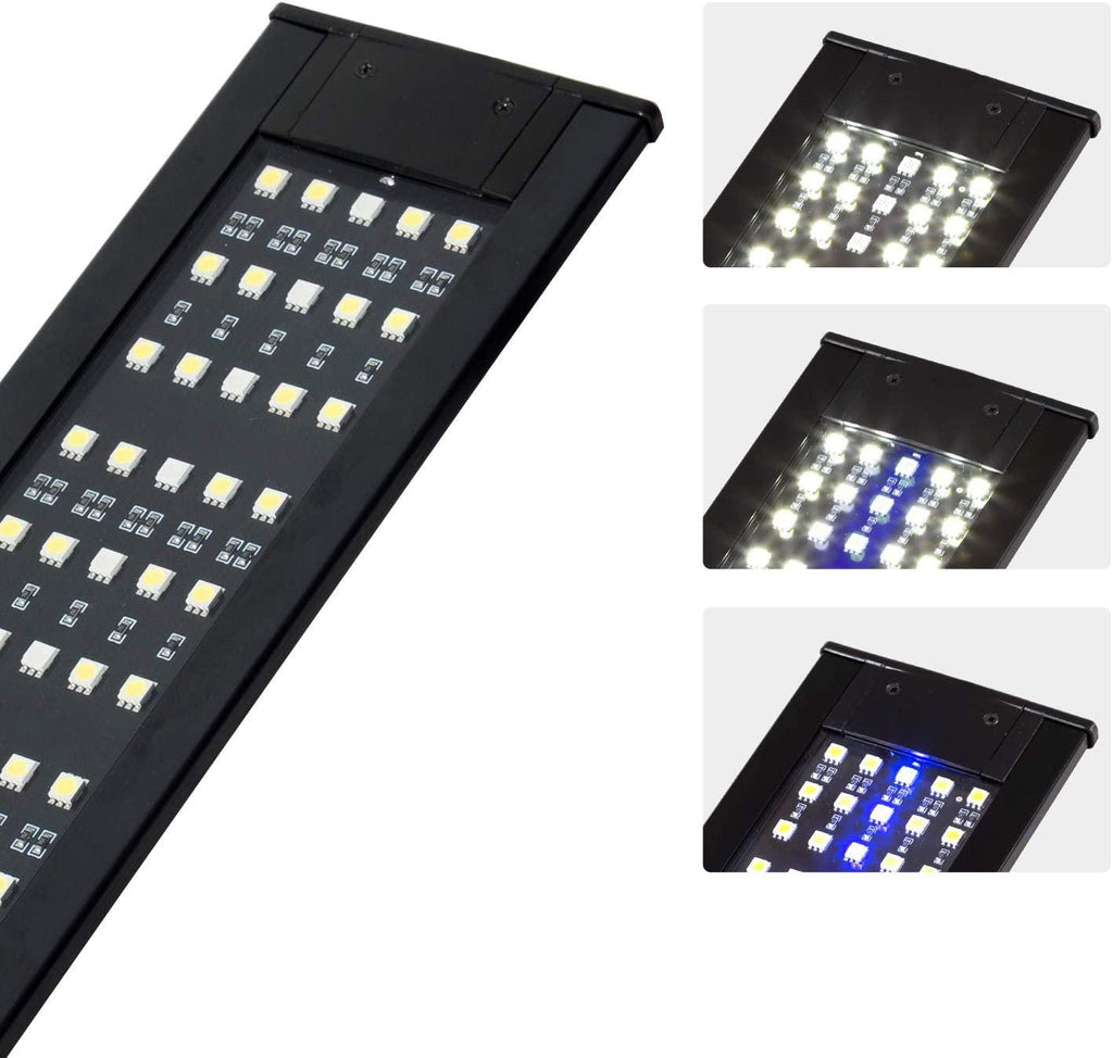 REPTI ZOO Reptile Aquarium Terrarium LED Light Ultra-thin Day and Night Light for Reptiles Aquarium Light, 3-Color Modes LED Light Hood 15W - REPTI ZOO