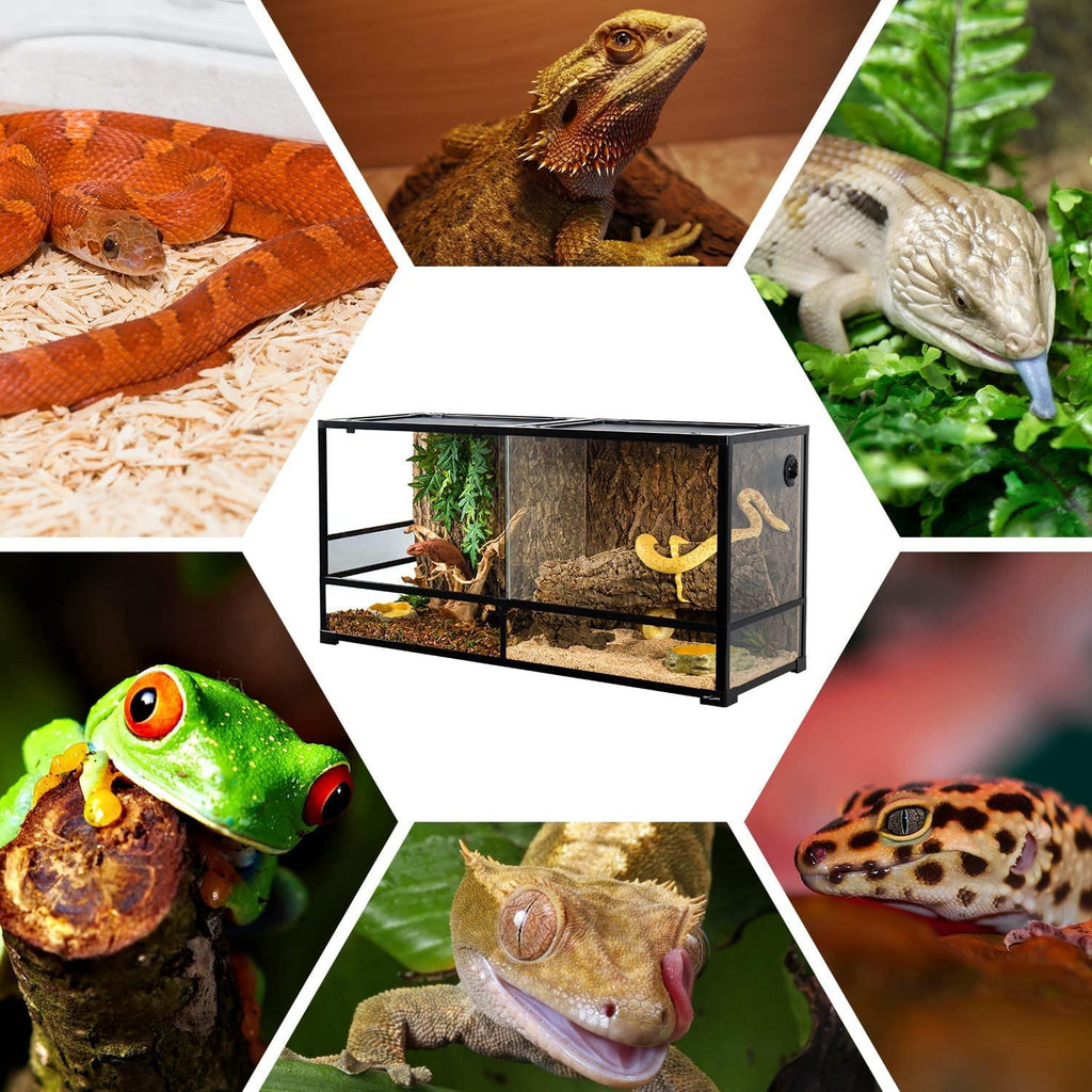 REPTI ZOO 90 Gallon 48*18*24 Glass Reptile Terrarium With Flexible Side Vent RK0223A - REPTI ZOO