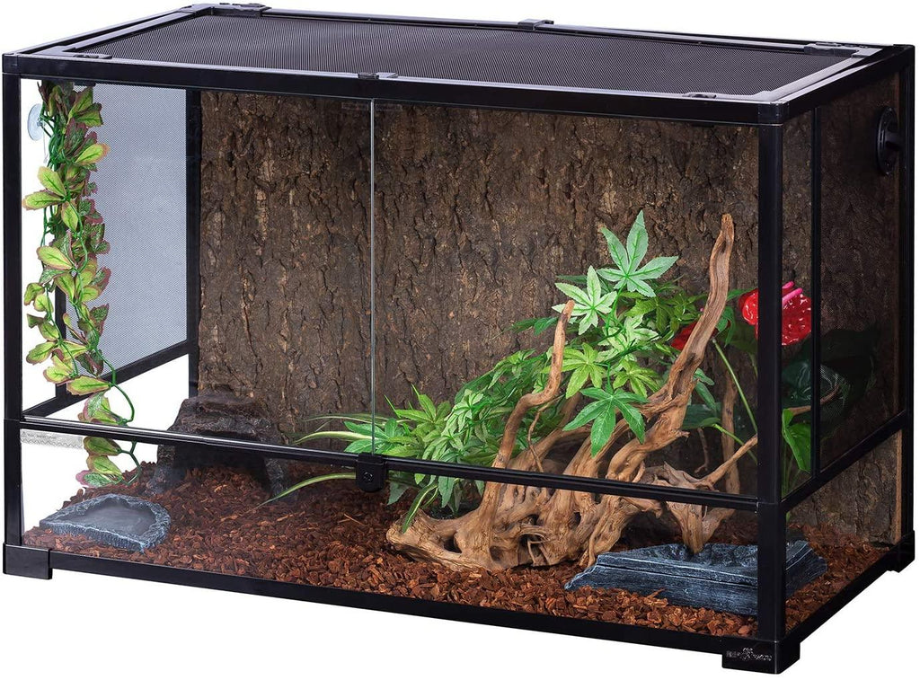 REPTI ZOO 67 Gallon 36" x 18" x 24" Double Hinge Door with Screen Ventilation Reptile Terrarium(Knock-Down) RK0120N - REPTI ZOO