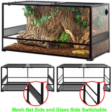 Load image into Gallery viewer, REPTIZOO 120 Gallon 48" x 24" x 24" Large Glass Reptile Terrarium, Tall & Wide Reptile Habitat Tank (Side Net Panel & Glass Switchable) RK0239 - REPTI ZOO