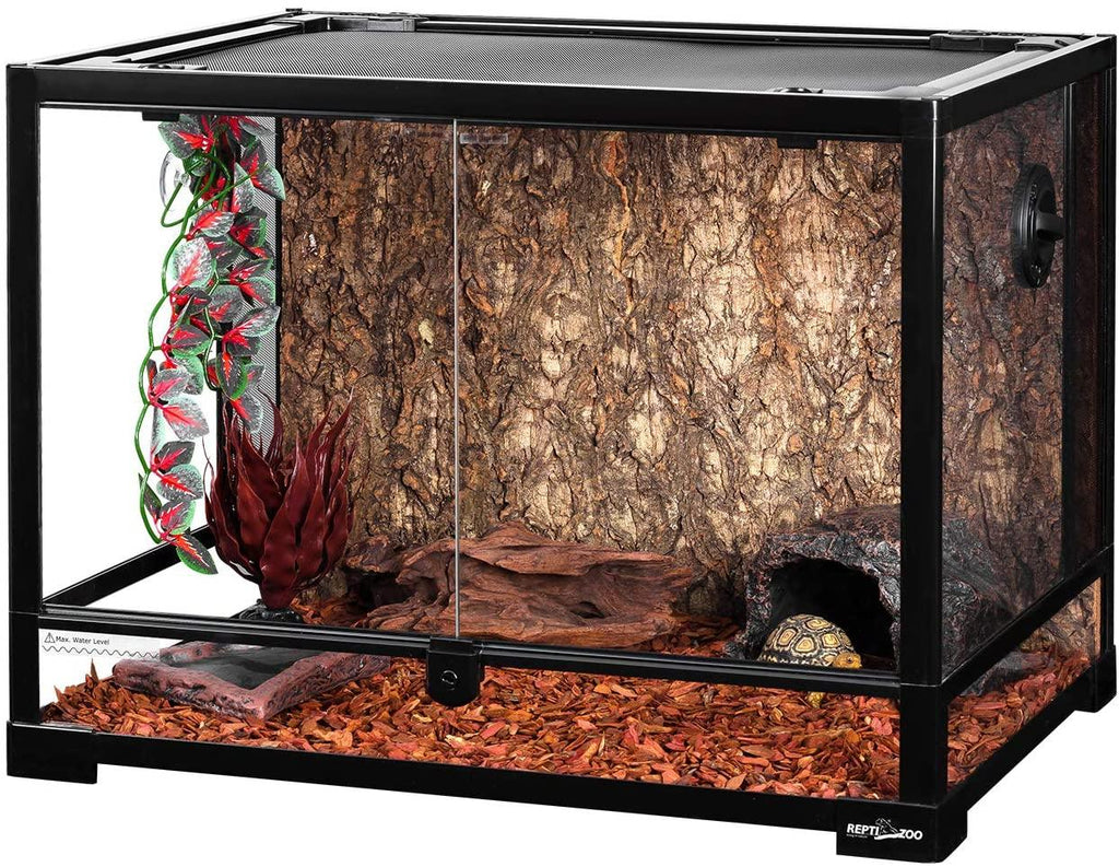 REPTI ZOO 34 Gallon 24" x 18" x 18" Front Opening Reptile Terrarium With Screen Ventilation (Backgrounds not Include) RK0107B - REPTI ZOO