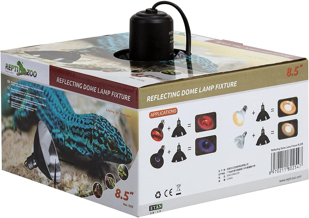 REPTI ZOO 8.5 Inch Reptile Lamp Fixture,Optical Reflection Cover for Reptile Glass Terrariums - REPTI ZOO