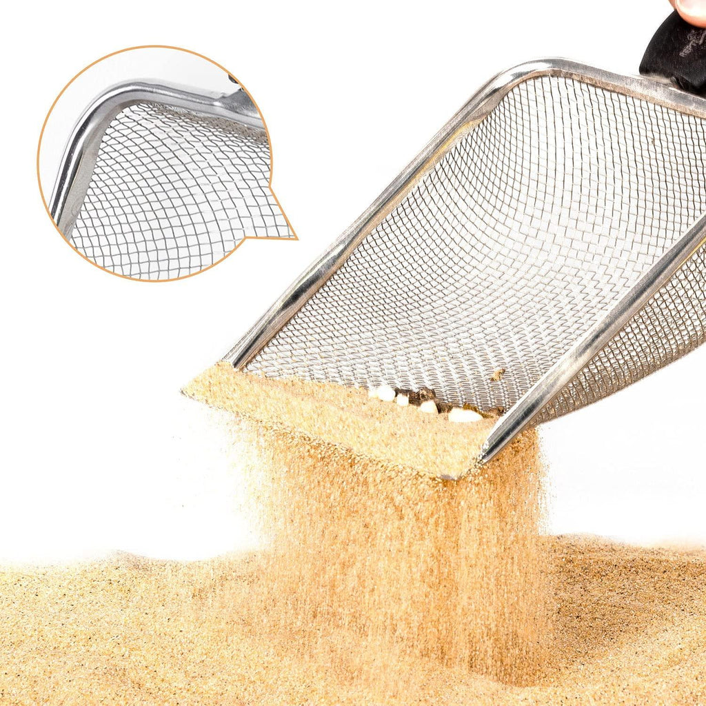 REPTI ZOO 2PCS Reptile Sand Fine Mesh Reptile Scooper Bearded Dragon Sand Shovel Terrarium Substrate Durable Litter Cleaner Corner Scoop Combo Set - REPTI ZOO
