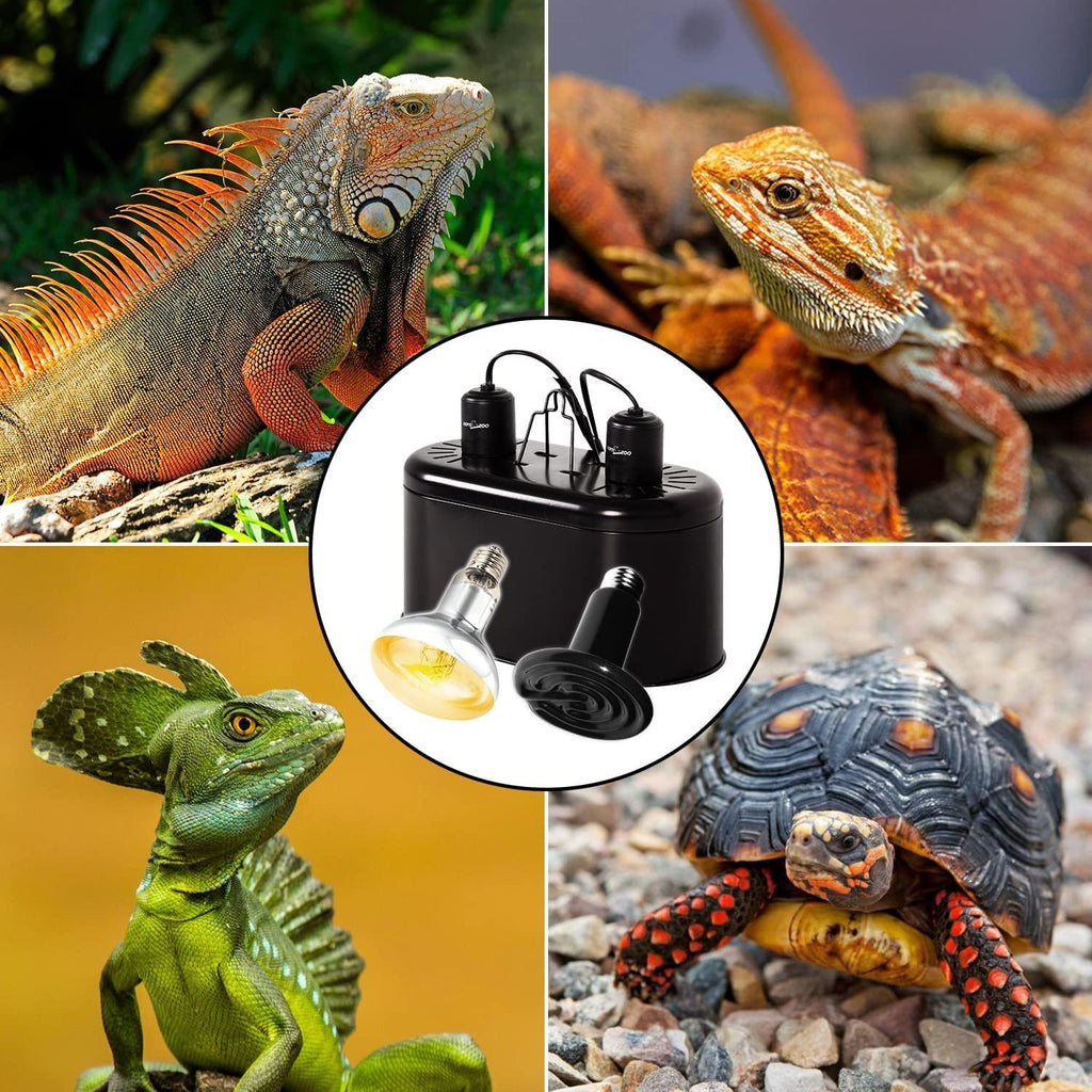 REPTIZOO Dual Reptile Lamp Fixture for Reptile Heat Lighting Kit - REPTI ZOO