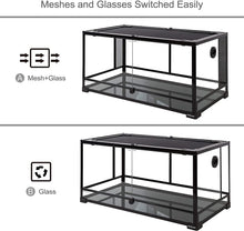 Load image into Gallery viewer, 50 Gallon 36" x 18" x 18" Reptile Terrarium 2 in 1 Side Meshes Glasses and Side Full Glasses Double Hinge Door bearded dragon or snake tank RK0119P - REPTI ZOO