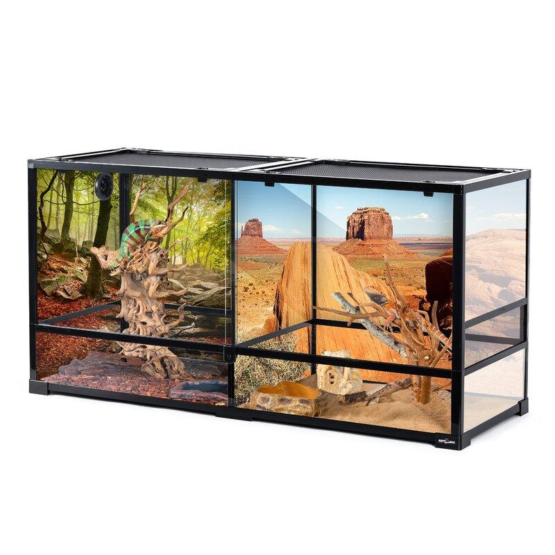REPTI ZOO 90 Gallon 48*18*24 Glass Reptile Terrarium With Flexible Side  Vent RK0223A