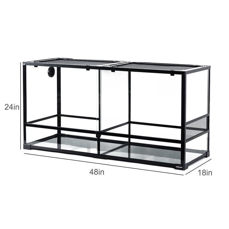 REPTI ZOO 90 Gallon 48*18*24 Glass Reptile Terrarium With Flexible Side Vent RK0223A - REPTI ZOO