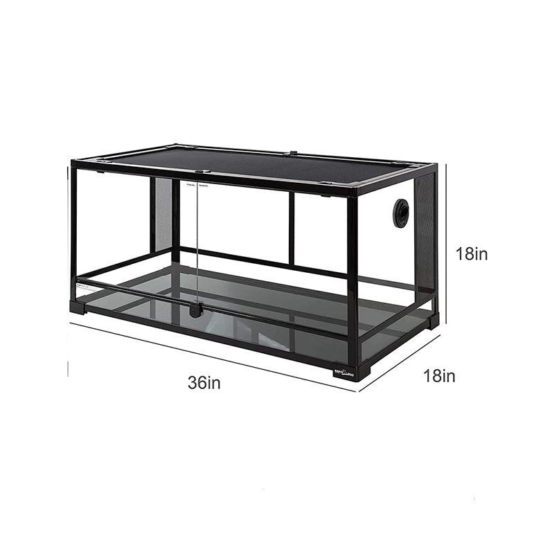 50 Gallon 36" x 18" x 18" Reptile Terrarium 2 in 1 Side Meshes Glasses and Side Full Glasses Double Hinge Door bearded dragon or snake tank RK0119P - REPTI ZOO