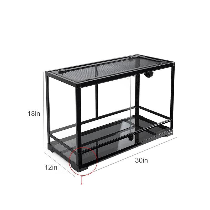 REPTI ZOO 30 Gallon 30" x 12"x 18" Glass Reptile Terrarium, Front Opening Reptile Habitat Tank, Double Doors Screen Ventilation(Knock-Down) RK301218G - REPTI ZOO