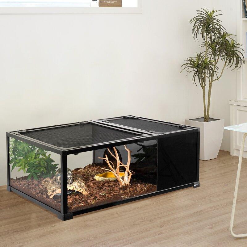 52 gallons 36″*24″*14″ terrarium with compartment and black coating glass sides RKE0204 - REPTI ZOO