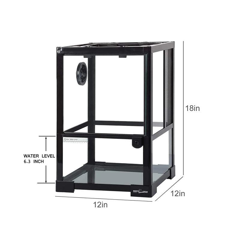 REPTI ZOO 10 Gallon 12" x 12" x 18" Full Glass Reptile Terrarium, Top Screen Ventilation & Feeding RK0102NS - REPTI ZOO