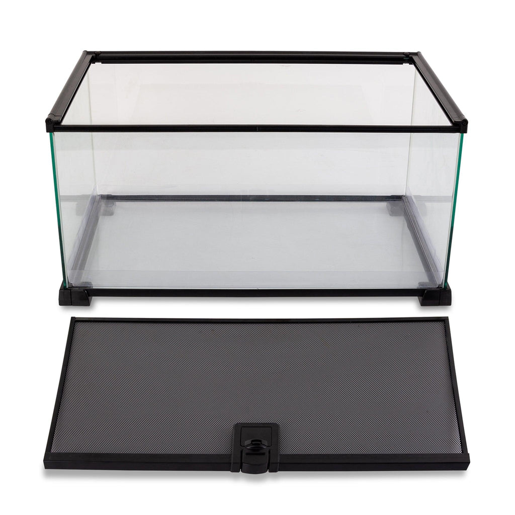 REPTI ZOO 10 Gallon 20" x 12" x 10" Reptile Tank Glass Natural Snake Cage, Sliding Screen Top for Reptile Hamster Hedgehog RAK08 - REPTI ZOO