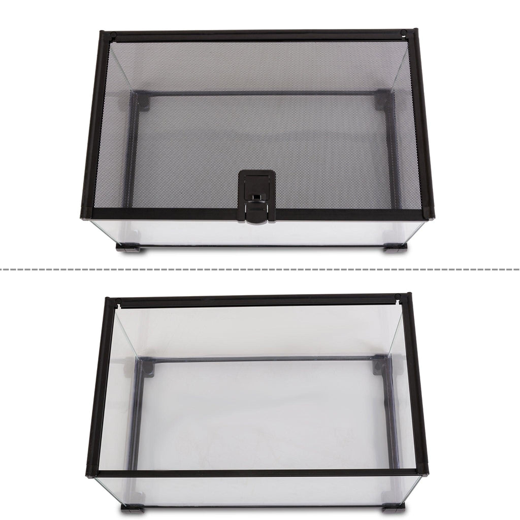 REPTI ZOO 10 Gallon 20" x 12" x 10" Reptile Tank Glass Natural Snake Cage, Sliding Screen Top for Reptile Hamster Hedgehog RAK08 - REPTI ZOO