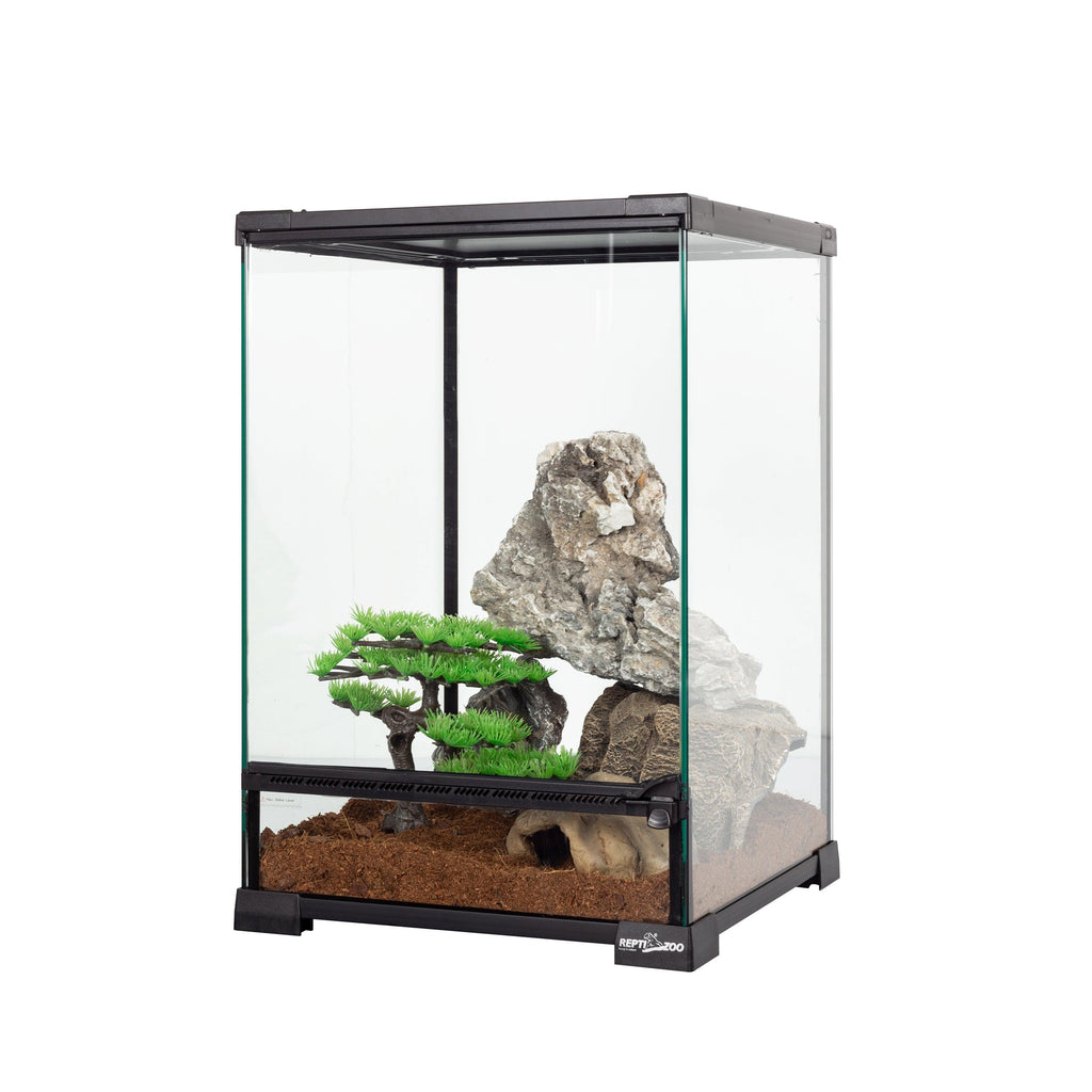 REPTI ZOO 11.2 Gallon 12″*12″*18″ Reptile Tank With Single Front Door Glass Sides And Waterproof Base RHK02SG - REPTI ZOO