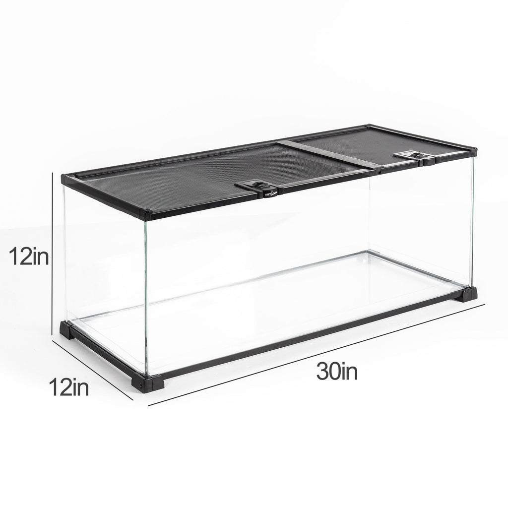 REPTI ZOO 18 Gallon Reptile Enclosures With Double Top Covers And Glass Sides - REPTI ZOO