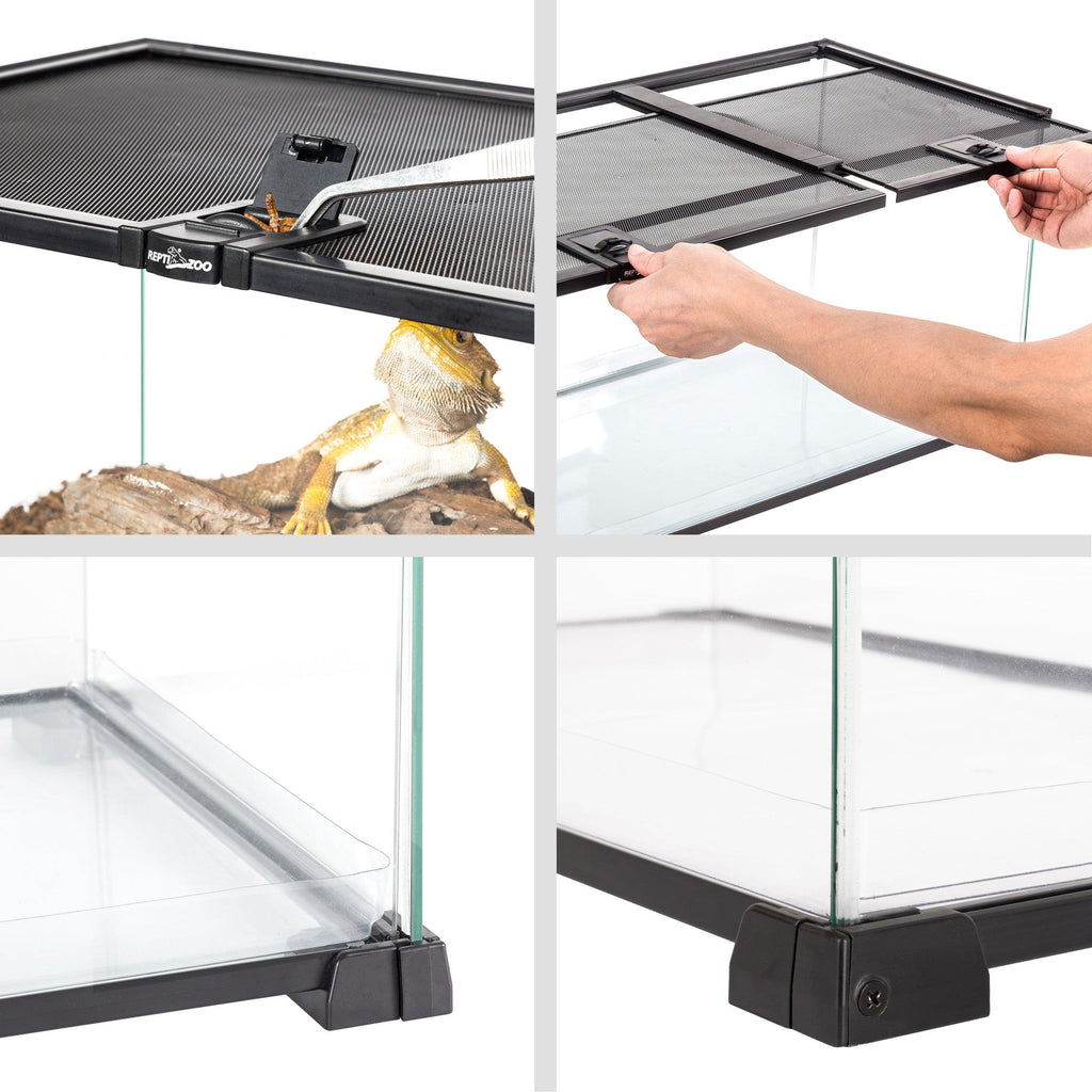 REPTI ZOO 18 Gallon Reptile Enclosures With Double Top Covers And Glass Sides - REPTI ZOO