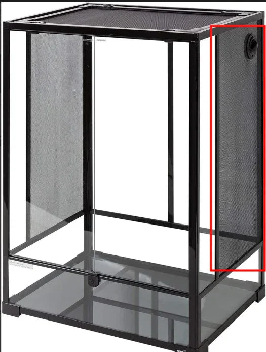 Black mesh reptile terrarium with glass panels and ventilation side for reptiles. Main image