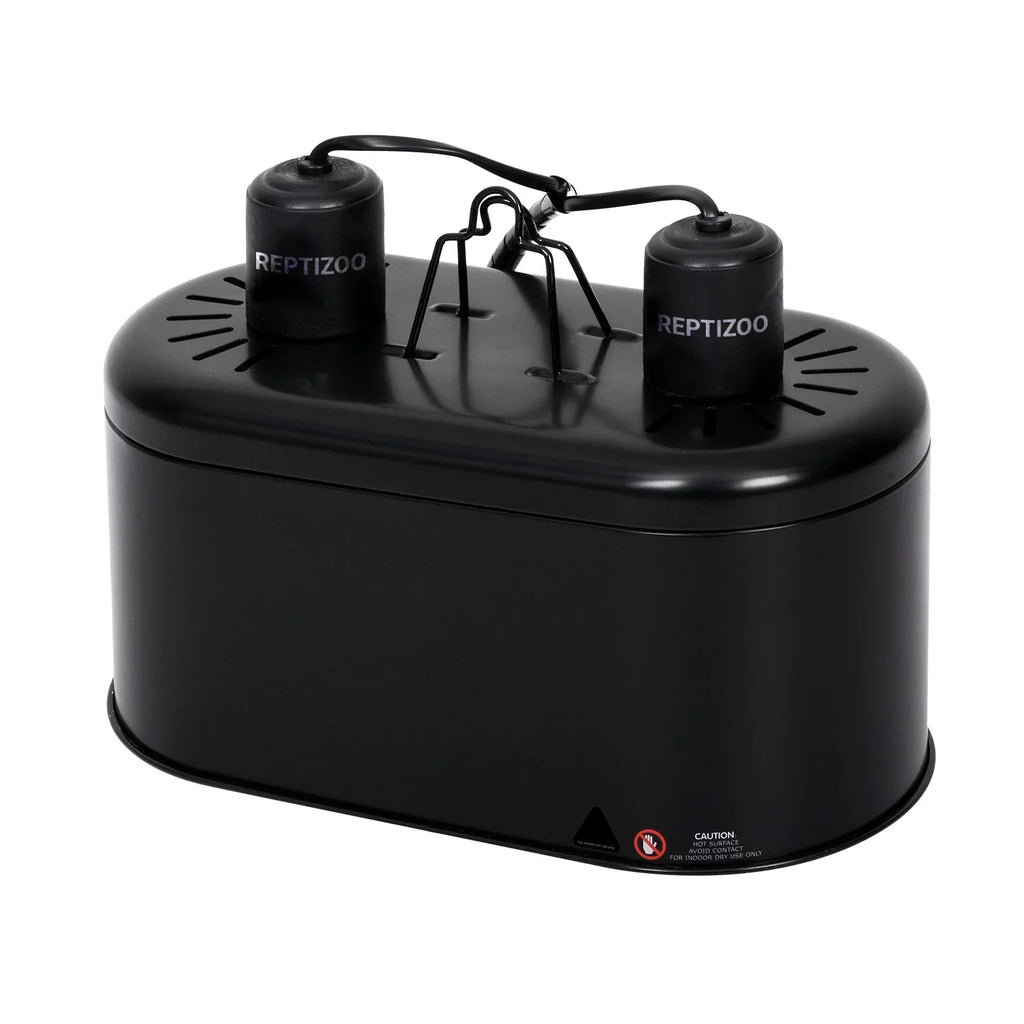 Black reptile terrarium humidifier with dual hose outlets, suitable for reptile enclosures