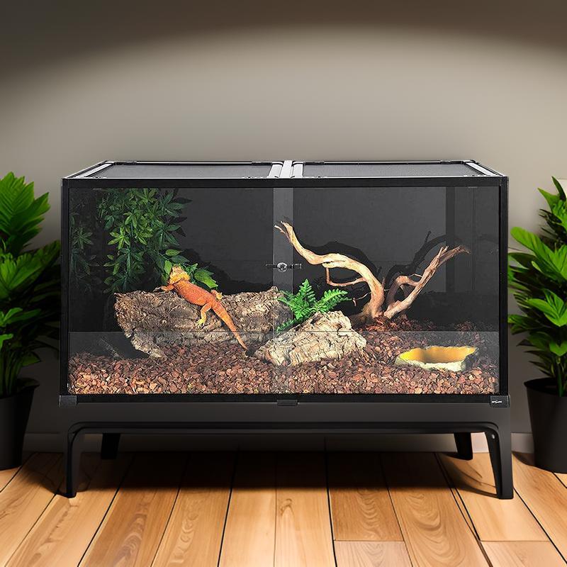 REPTI ZOO 2nd-Generation 120 Gallon Reptile Terrarium 48" x 24" x 24", Black-Tinted Glass ECO-Terrarium to Reduce Stress, Fully Knock-Down RKF0318B Secondary image