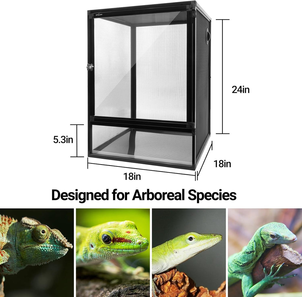 REPTI ZOO 2026 New Arrival Vertical Reptile Terrarium Foldable Screen Cage