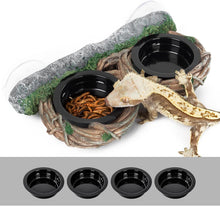 Load image into Gallery viewer, REPTI ZOO Dual Gecko Feeder Ledge, Reptile Hollow Vine Food Feeding for Bearded Dragon Lizard Snake Turtle, Reptile Water Feeding with 4 PCS Bowl, Reptile Dish Terrarium Tank Decor Accessories