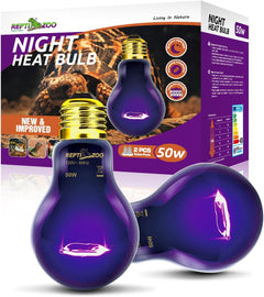 2PCS Purple Reptile Night Heat Lamp, 50W Moonlight Heat Bulb Infrared Heating Lamp for Bearded Dragon, Lizard, Snake, Turtle