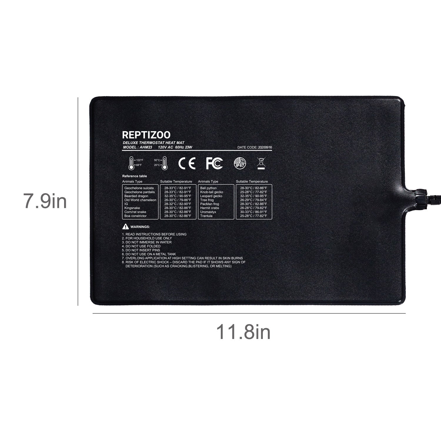 Upgrade Reptile Heat Mat with Thermostat For Hermit Crab Snake